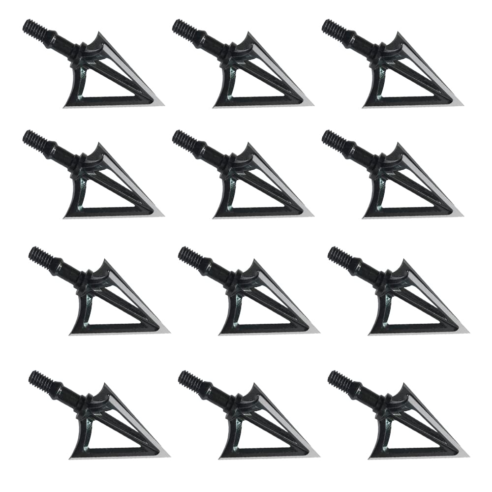 Bgary Broadheads 100 Grain Fixed Blades Archery Broadheads for Crossbow Recurve Bow and Compound Bow 12 Pcs Black