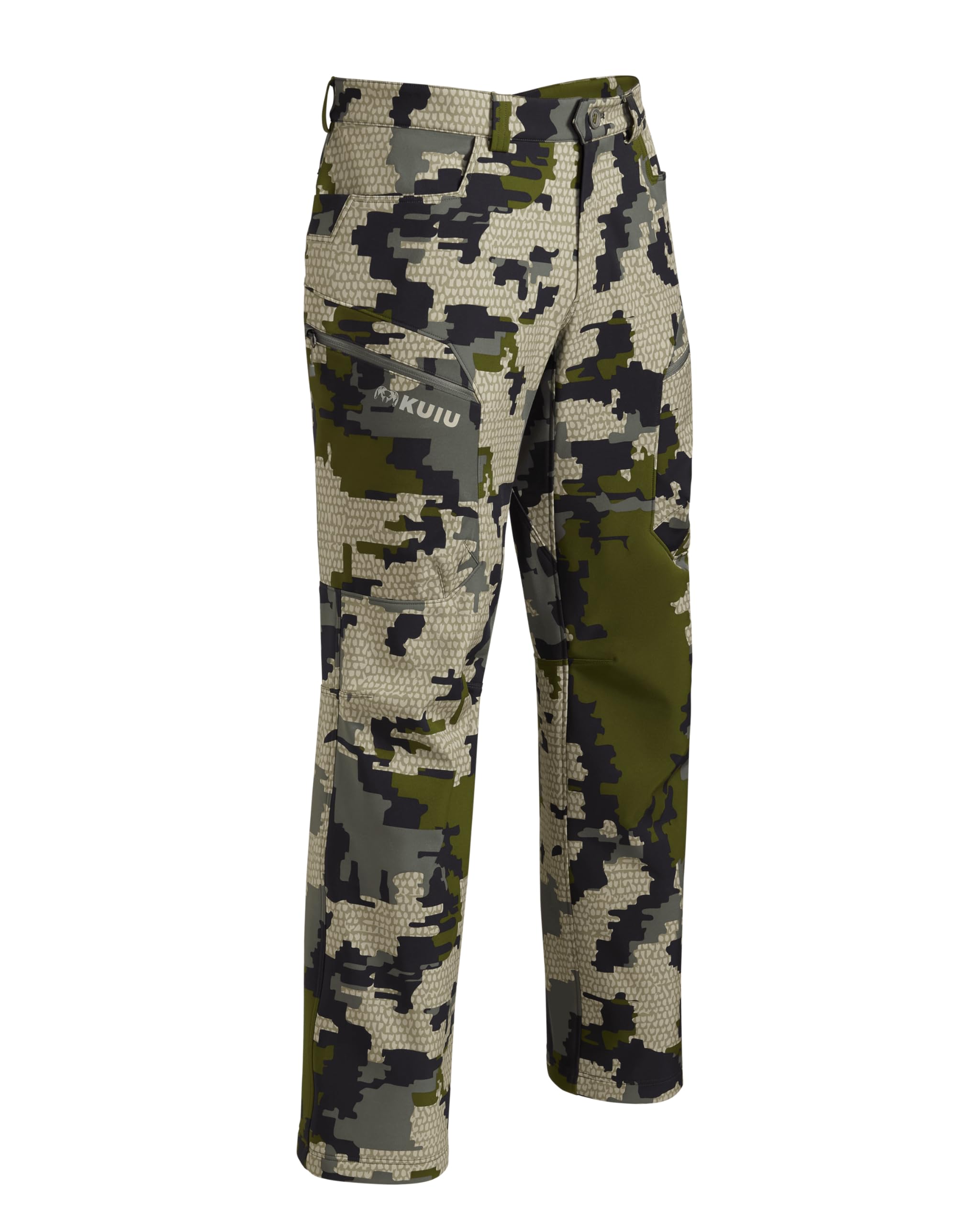 KUIU Guide Pro Pant - Wind-Resistant Articulated Fit Durable Soft-Shell for Cold Weather Mountain Hunting Verde