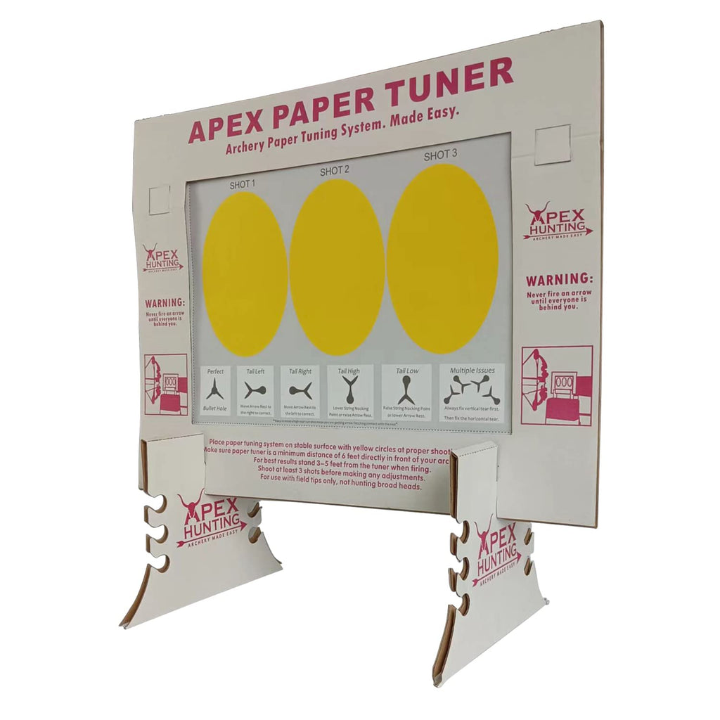 KHAMPA DIY Archery Paper Tuning System Kit Portable & Reusable Archery Paper Tuner w/Stand - Includes 11 White/Yellow Sheets for Archery Hunting Arrows Flight Optimization Shooting Accessories