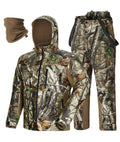 TIDEWE Hunting Clothes for Men with Face Mask Silent Waterproof Hunting Jacket and Adjustable Bibs Insulated-Lined Safety Strap Compatible (Next Camo G2 Size XL)