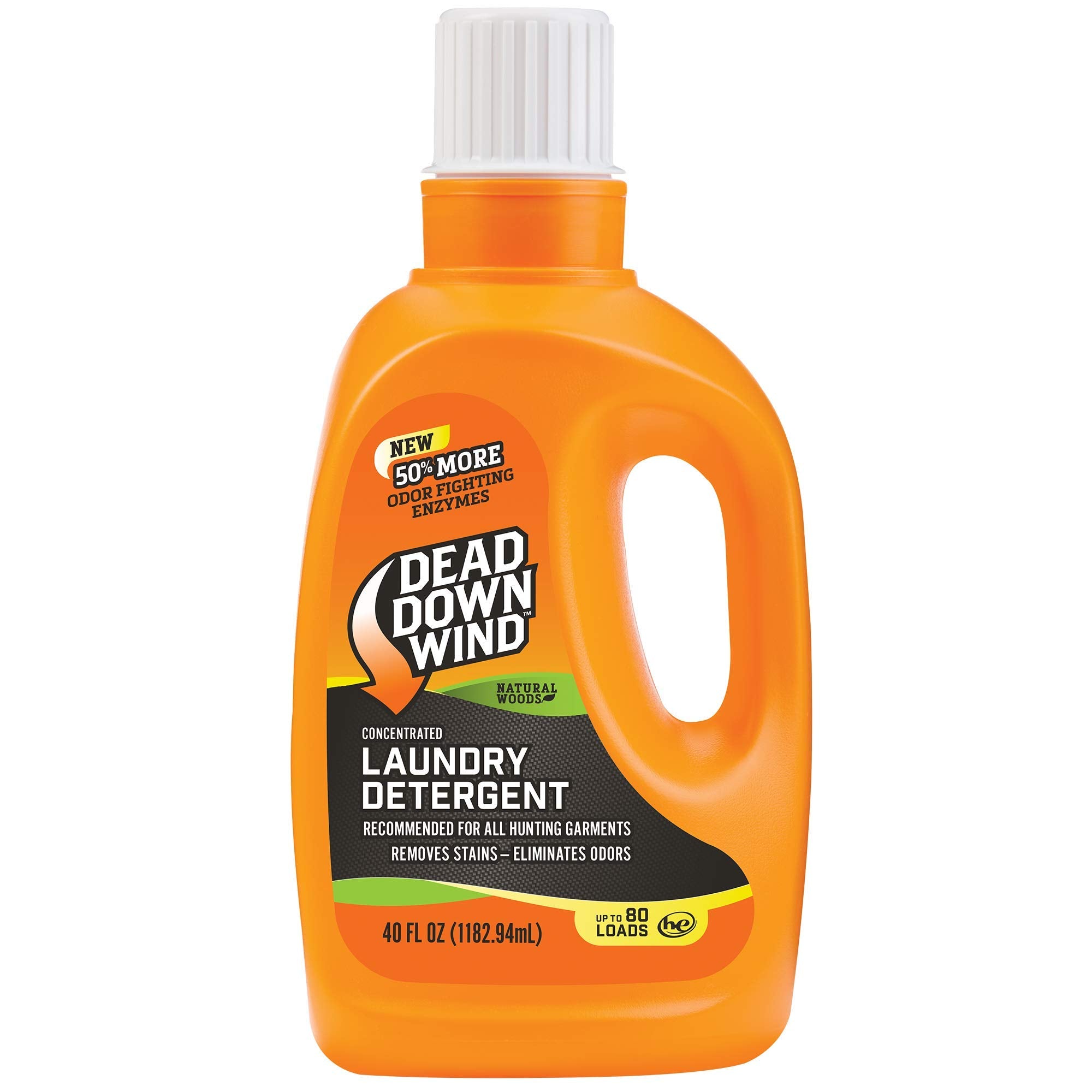 DEAD DOWN WIND Natural Woods Scented Laundry Detergent (40 Oz) – Scent Eliminating Liquid Detergent for Clothing and Gear – Durable Hunting Scent Eliminators – Advanced Hunting Gear