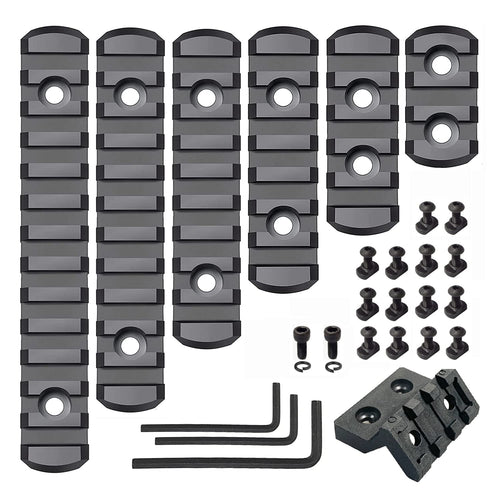 CG GEARS Picatinny Rail 35791113-Slot for Mlok Polymer Rails Section Plus Offset Optic Mount with T-Nuts Screws & Allen Wrench ((3-5-7-9-11-13) Rails+ 3-Slot Light Mount)
