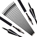 Luoyer 12Pcs Archery Hunting Arrows for Compound Bow Recurve Bow Carbon Arrows with Removable Tips Adjustable Nocks for Adults Hunting Targeting 30inch (Black Vanes)