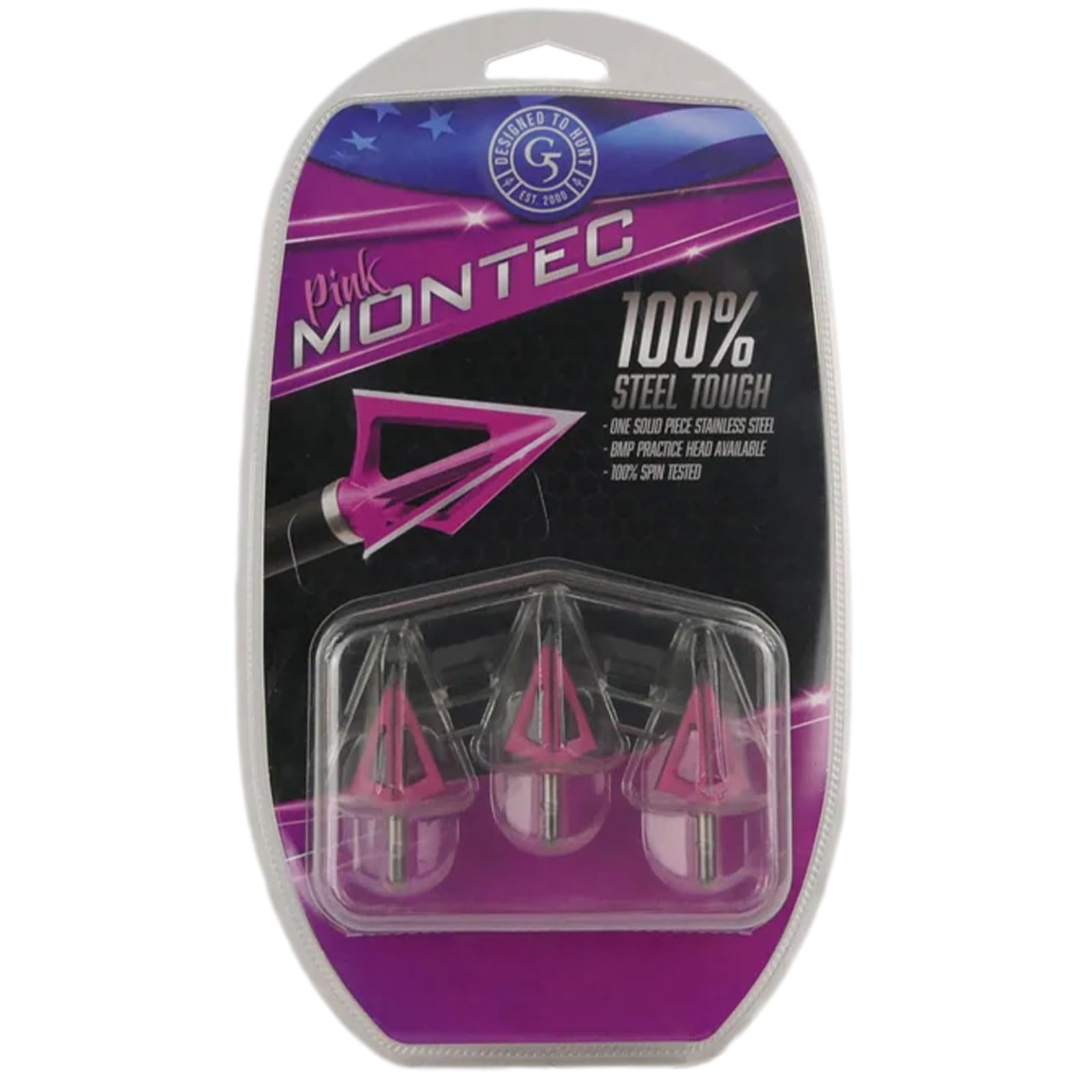 G5 Outdoors Montec Broadhead (Pack of 3) Pink 85 Grain